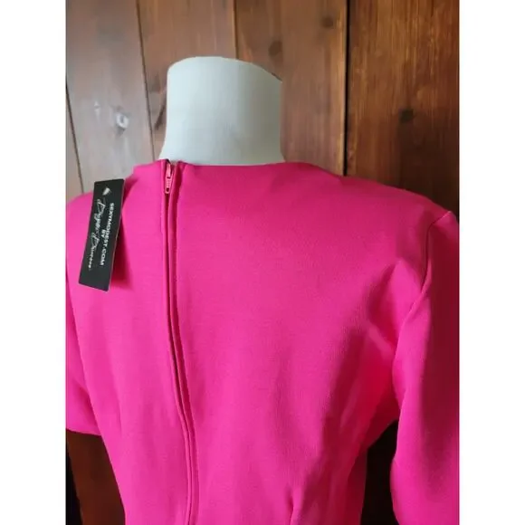 🗽 Brigitte Brianna New York Dress Women L Fuchsia Modest Midi– Made in USA Chic - Picture 12 of 16